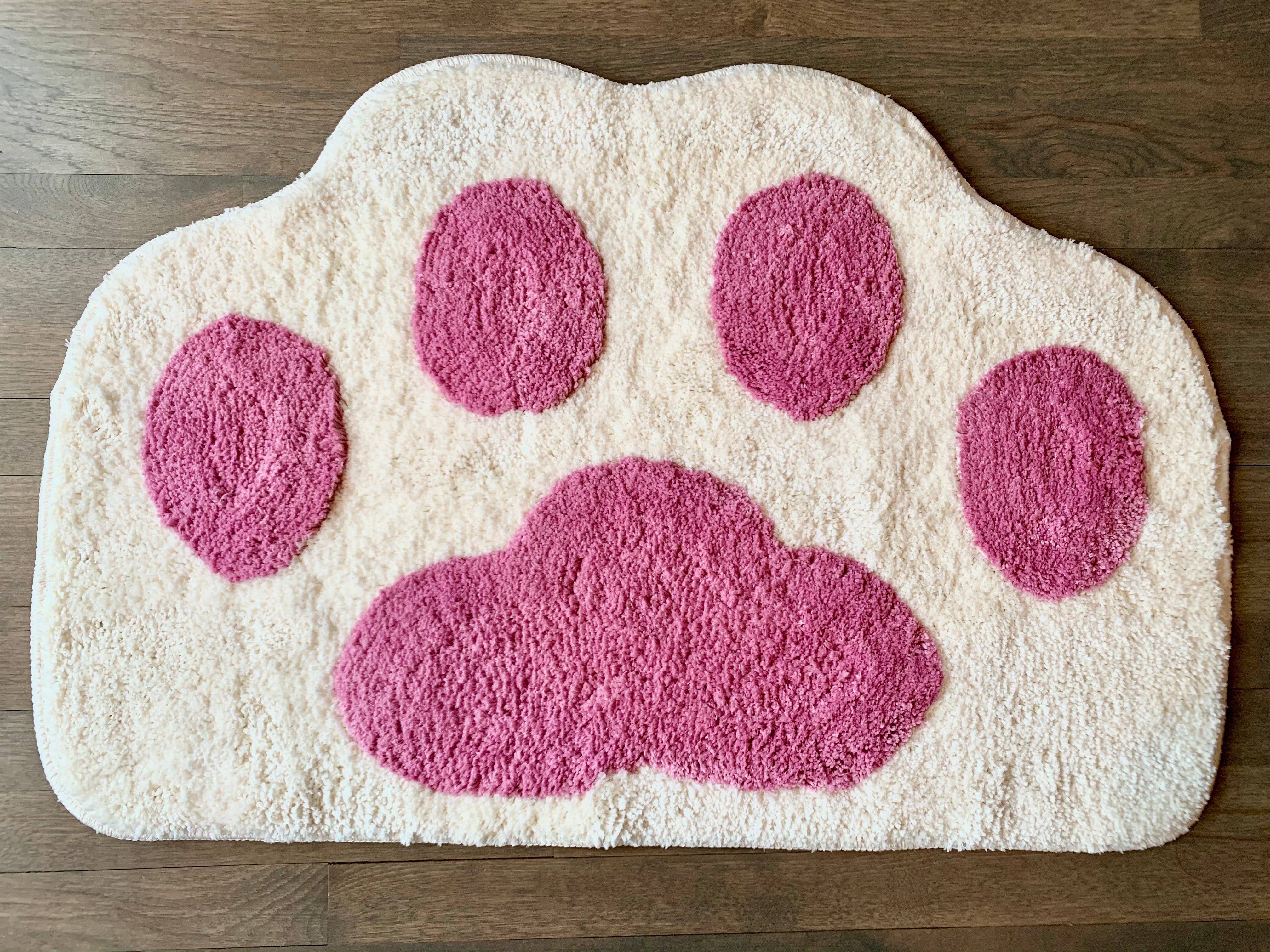 Cricket & Junebug Bathroom Rug/Mat Cat Paws 23x35 Inch (Navy Blue & Pi